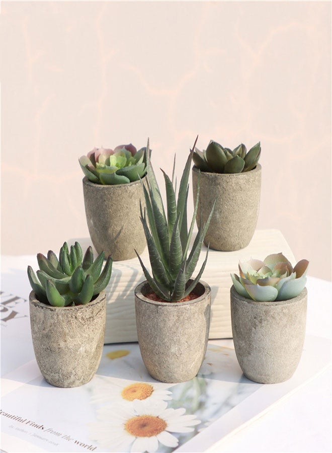 HAWAWA 5 PCS Small Artificial Succulent Plants Potted Assorted Faux Succulents Fake Cactus Cacti Plants Mini Succulent Plants for Window Sills, Bathrooms, Office Home - Image 2